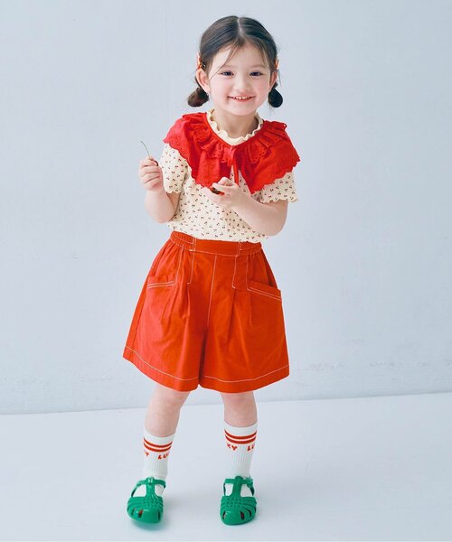 p.premier（ピードットプルミエ）の「レースつけ衿&メロウ針抜きTシャツセット（Tシャツ/カットソー・キッズ・オフホワイト/ピンク/レッド・80/90/100/110/120/130/140）」の15枚目の写真