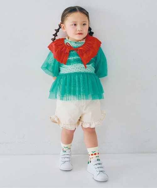 p.premier（ピードットプルミエ）の「レースつけ衿&メロウ針抜きTシャツセット（Tシャツ/カットソー・キッズ・オフホワイト/ピンク/レッド・80/90/100/110/120/130/140）」の18枚目の写真