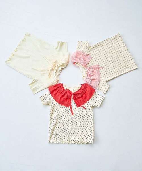 p.premier（ピードットプルミエ）の「レースつけ衿&メロウ針抜きTシャツセット（Tシャツ/カットソー・キッズ・オフホワイト/ピンク/レッド・80/90/100/110/120/130/140）」の21枚目の写真