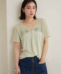 Omekashi | 2wayレース切替Tシャツ(Tシャツ/カットソー)