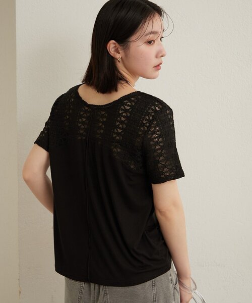 Omekashi(オメカシ)の「2wayレース切替Tシャツ(Tシャツ/カットソー・レディース・オフホワイト/ミント/ブラック・FREE)」の19枚目の写真