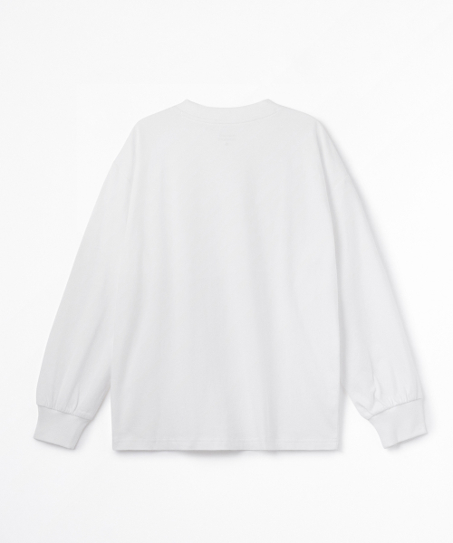 MUSINSA STANDARD KIDS（ムシンサスタンダードキッズ）の「オーバーサイズクルーネックリブカフス長袖Tシャツ[ホワイト]（Tシャツ/カットソー・レディース・その他・100/110/120/140/150/130/160）」の3枚目の写真