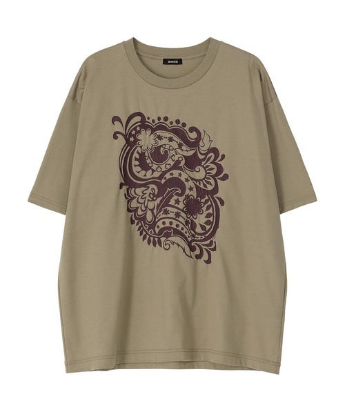 ZUCCa(ズッカ)の「WAVE FLOWER / Tシャツ(Tシャツ/カットソー・レディース・ベージュ/ダークグレー/ブルー/ホワイト・XL/M size)」の3枚目の写真