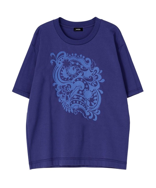 ZUCCa(ズッカ)の「WAVE FLOWER / Tシャツ(Tシャツ/カットソー・レディース・ベージュ/ダークグレー/ブルー/ホワイト・XL/M size)」の4枚目の写真