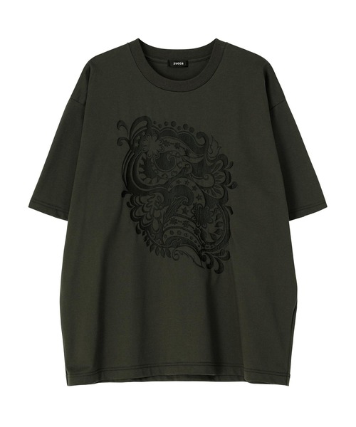 ZUCCa(ズッカ)の「WAVE FLOWER / Tシャツ(Tシャツ/カットソー・レディース・ベージュ/ダークグレー/ブルー/ホワイト・XL/M size)」の2枚目の写真