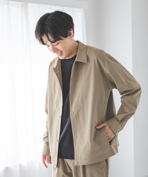 GLOBAL WORK（グローバルワーク）の「シーズンレステック/コーチシャツジャケット/643136（ブルゾン・メンズ・ブラック/ベージュ・SMALL/MEDIUM/LARGE/X-LARGE）」の2枚目の写真