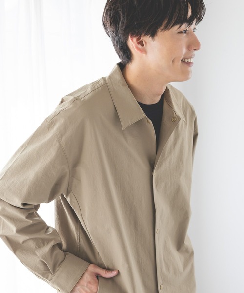 GLOBAL WORK（グローバルワーク）の「シーズンレステック/コーチシャツジャケット/643136（ブルゾン・メンズ・ブラック/ベージュ・SMALL/MEDIUM/LARGE/X-LARGE）」の16枚目の写真