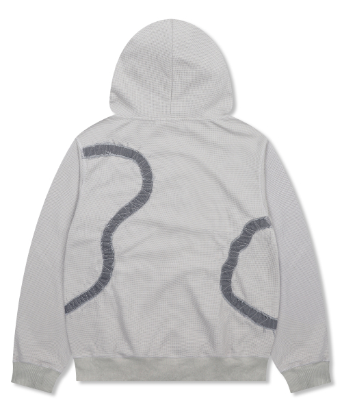 XTONZ（エクストーンズ）の「XTT151 フローアップリケワッフルフードジップアップ (GRAY)（パーカー・レディース・その他・MEDIUM/LARGE）」の5枚目の写真