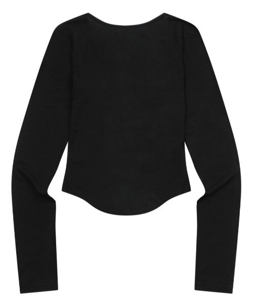 MUCENT(ムセント)の「A'GEM/9 × .kom 『MUCENT/ムセント』 HARING SIGNATURE LOGO SNAP BUTTON U NECK T/ヘリングシグネチャーロゴボタンUネックロングスリーブ(Tシャツ/カットソー・レディース・ホワイト/ブラック・FREE)」の4枚目の写真