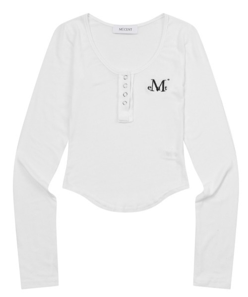 MUCENT(ムセント)の「A'GEM/9 × .kom 『MUCENT/ムセント』 HARING SIGNATURE LOGO SNAP BUTTON U NECK T/ヘリングシグネチャーロゴボタンUネックロングスリーブ(Tシャツ/カットソー・レディース・ホワイト/ブラック・FREE)」の16枚目の写真