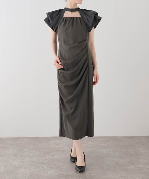 La TOTALITE（ラトータリテ）の「ドレープドレス（ドレス・レディース・ブラック/チャコールグレー/グリーン・FREE）」の2枚目の写真