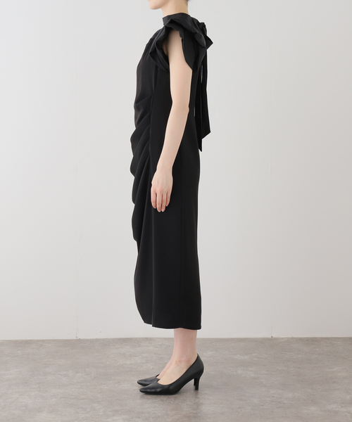 La TOTALITE（ラトータリテ）の「ドレープドレス（ドレス・レディース・ブラック/チャコールグレー/グリーン・FREE）」の5枚目の写真