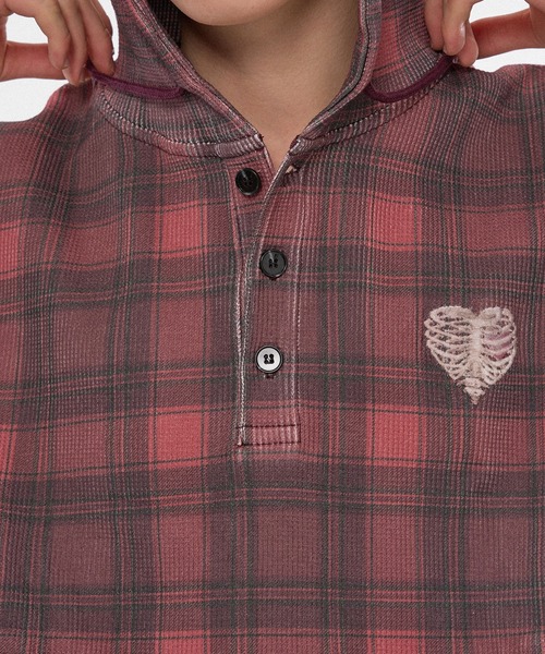 WISH FOR EVER（ウィッシュフォーエバー）の「【 4color / 3size 】DRAW CODE ASSORT THERMAL HENRY HOODIE / ドローコードアソートサーマルヘンリーフーディ（パーカー・メンズ・レッド/その他/ブラック/トップグレー・LARGE/MEDIUM/SMALL）」の8枚目の写真