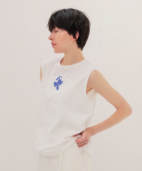 DRESSLAVE（ドレスレイブ）の「ephemera sleeveless tee(エフェメラスリーブレスTシャツ)（Tシャツ/カットソー・レディース・ベージュ/ホワイト・38）」の3枚目の写真