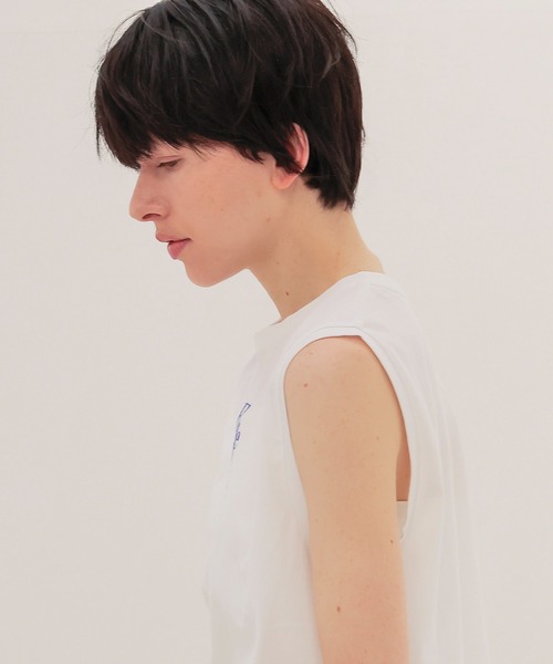 DRESSLAVE（ドレスレイブ）の「ephemera sleeveless tee(エフェメラスリーブレスTシャツ)（Tシャツ/カットソー・レディース・ベージュ/ホワイト・38）」の6枚目の写真