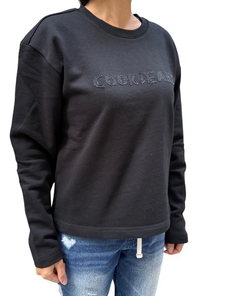 COOK JEANS(クックジーンズ)の「カットオフスウェットTシャツ(スウェット・レディース・ブラック/ウッドランド/ホワイト・FREE)」の1枚目の写真
