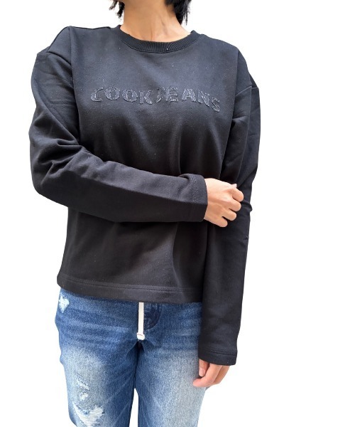 COOK JEANS(クックジーンズ)の「カットオフスウェットTシャツ(スウェット・レディース・ブラック/ウッドランド/ホワイト・FREE)」の6枚目の写真