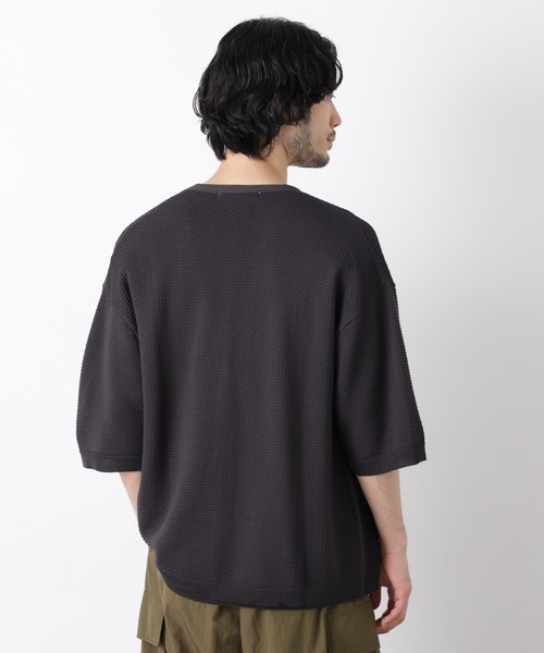 NANO universe（ナノユニバース）の「エアリードレープ ニットカーディガン 5分袖（カーディガン/ボレロ・メンズ・ネイビー/グリーン/チャコール/イエロー・L/M）」の9枚目の写真