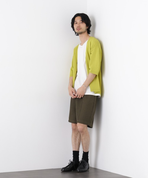 NANO universe（ナノユニバース）の「エアリードレープ ニットカーディガン 5分袖（カーディガン/ボレロ・メンズ・ネイビー/グリーン/チャコール/イエロー・L/M）」の22枚目の写真