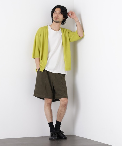 NANO universe（ナノユニバース）の「エアリードレープ ニットカーディガン 5分袖（カーディガン/ボレロ・メンズ・ネイビー/グリーン/チャコール/イエロー・L/M）」の21枚目の写真