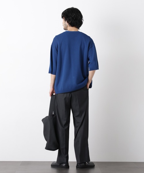 NANO universe（ナノユニバース）の「エアリードレープ ニットカーディガン 5分袖（カーディガン/ボレロ・メンズ・ネイビー/グリーン/チャコール/イエロー・L/M）」の18枚目の写真