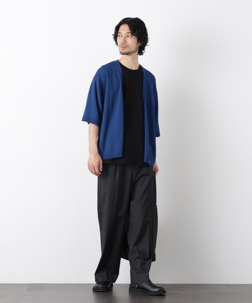 NANO universe（ナノユニバース）の「エアリードレープ ニットカーディガン 5分袖（カーディガン/ボレロ・メンズ・ネイビー/グリーン/チャコール/イエロー・L/M）」の17枚目の写真