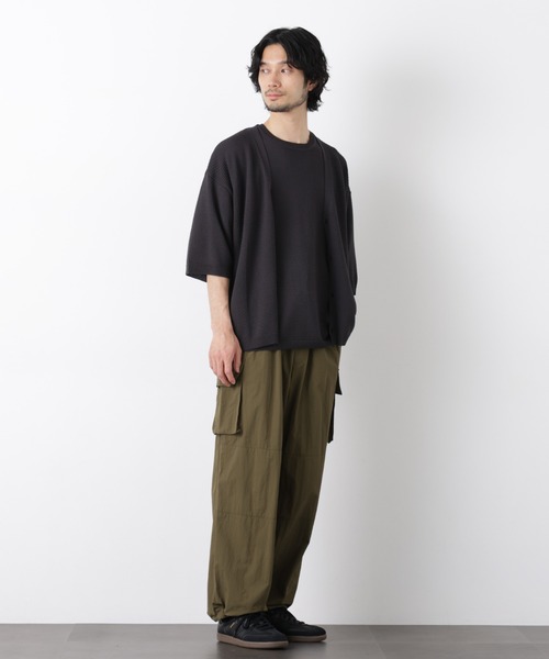 NANO universe（ナノユニバース）の「エアリードレープ ニットカーディガン 5分袖（カーディガン/ボレロ・メンズ・ネイビー/グリーン/チャコール/イエロー・L/M）」の11枚目の写真