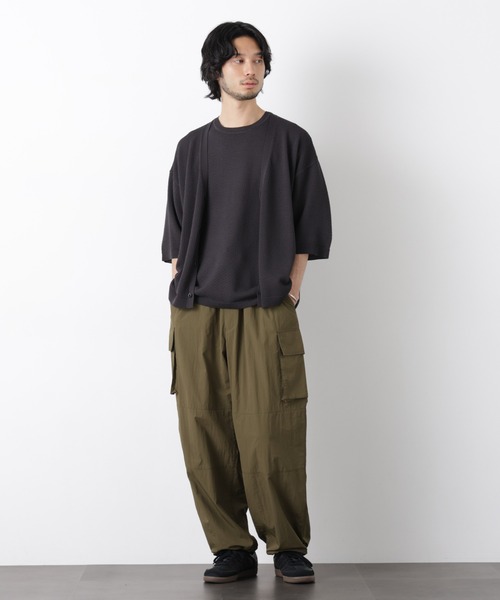 NANO universe（ナノユニバース）の「エアリードレープ ニットカーディガン 5分袖（カーディガン/ボレロ・メンズ・ネイビー/グリーン/チャコール/イエロー・L/M）」の12枚目の写真