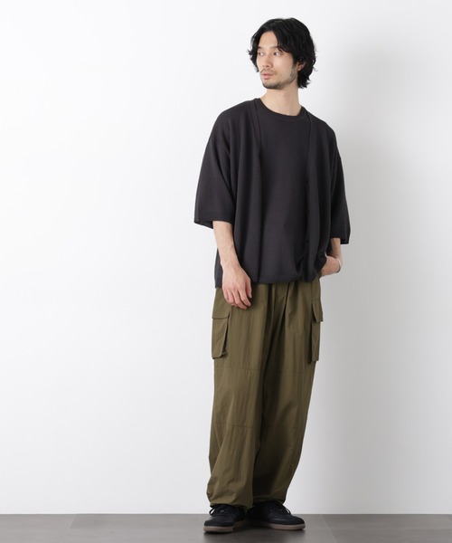 NANO universe（ナノユニバース）の「エアリードレープ ニットカーディガン 5分袖（カーディガン/ボレロ・メンズ・ネイビー/グリーン/チャコール/イエロー・L/M）」の10枚目の写真