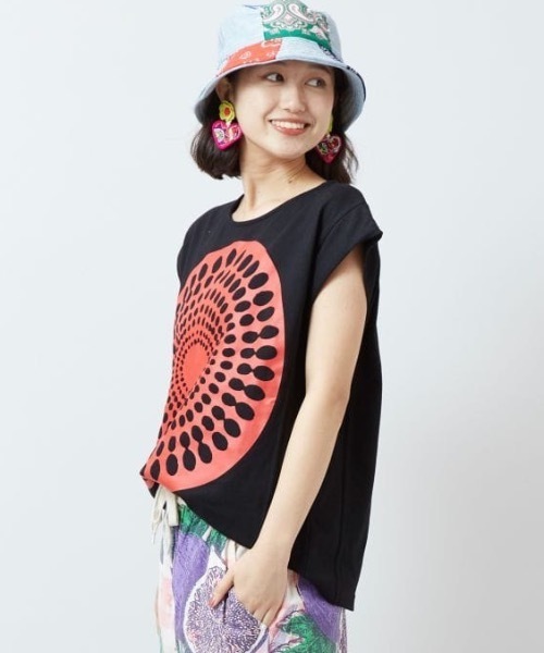 チャイハネ(チャイハネ)の「【チャイハネ】フマリーTシャツ(Tシャツ/カットソー・レディース・ホワイト/オレンジ/ブラック・FREE)」の7枚目の写真