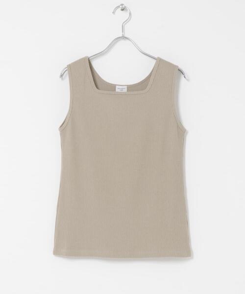 URBAN RESEARCH DOORS（アーバンリサーチドアーズ）の「針抜きテレコスクエアタンクトップ（タンクトップ・レディース・ベージュ/ブラック/アイボリー・FREE）」の3枚目の写真