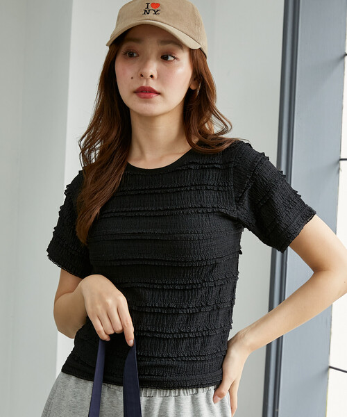 PUBLUX(パブリュクス)の「PUBLUX/パブリュクス コンパクト レース Tシャツ 限定展開(Tシャツ/カットソー・レディース・ブラック/オフホワイト/イエロー・フリ-)」の5枚目の写真