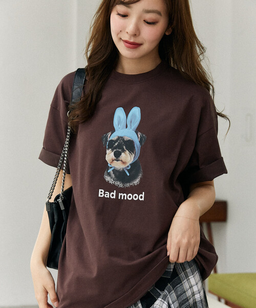 FREAK'S STORE(フリークスストア)の「PUBLUX/パブリュクス <機能性素材>Bad mood ドッグプリント Tシャツ 限定展開(Tシャツ/カットソー・レディース・ブラウン/ホワイト/ネイビー・MEDIUM/LARGE/SMALL)」の10枚目の写真