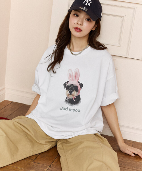 FREAK'S STORE(フリークスストア)の「PUBLUX/パブリュクス <機能性素材>Bad mood ドッグプリント Tシャツ 限定展開(Tシャツ/カットソー・レディース・ブラウン/ホワイト/ネイビー・MEDIUM/LARGE/SMALL)」の12枚目の写真