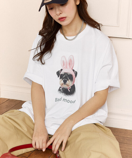 FREAK'S STORE(フリークスストア)の「PUBLUX/パブリュクス <機能性素材>Bad mood ドッグプリント Tシャツ 限定展開(Tシャツ/カットソー・レディース・ブラウン/ホワイト/ネイビー・MEDIUM/LARGE/SMALL)」の13枚目の写真