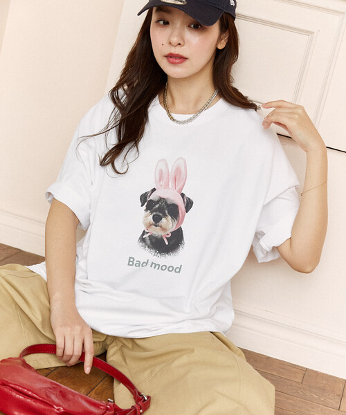 FREAK'S STORE(フリークスストア)の「PUBLUX/パブリュクス <機能性素材>Bad mood ドッグプリント Tシャツ 限定展開(Tシャツ/カットソー・レディース・ブラウン/ホワイト/ネイビー・MEDIUM/LARGE/SMALL)」の15枚目の写真