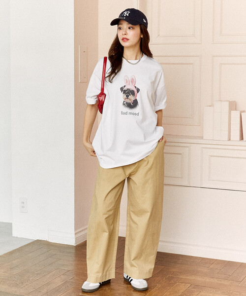 FREAK'S STORE(フリークスストア)の「PUBLUX/パブリュクス <機能性素材>Bad mood ドッグプリント Tシャツ 限定展開(Tシャツ/カットソー・レディース・ブラウン/ホワイト/ネイビー・MEDIUM/LARGE/SMALL)」の16枚目の写真