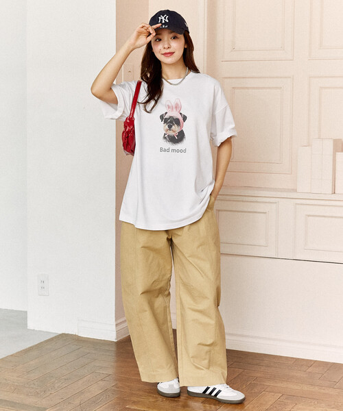 FREAK'S STORE(フリークスストア)の「PUBLUX/パブリュクス <機能性素材>Bad mood ドッグプリント Tシャツ 限定展開(Tシャツ/カットソー・レディース・ブラウン/ホワイト/ネイビー・MEDIUM/LARGE/SMALL)」の18枚目の写真