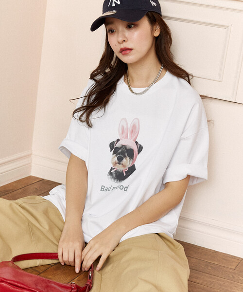FREAK'S STORE(フリークスストア)の「PUBLUX/パブリュクス <機能性素材>Bad mood ドッグプリント Tシャツ 限定展開(Tシャツ/カットソー・レディース・ブラウン/ホワイト/ネイビー・MEDIUM/LARGE/SMALL)」の19枚目の写真