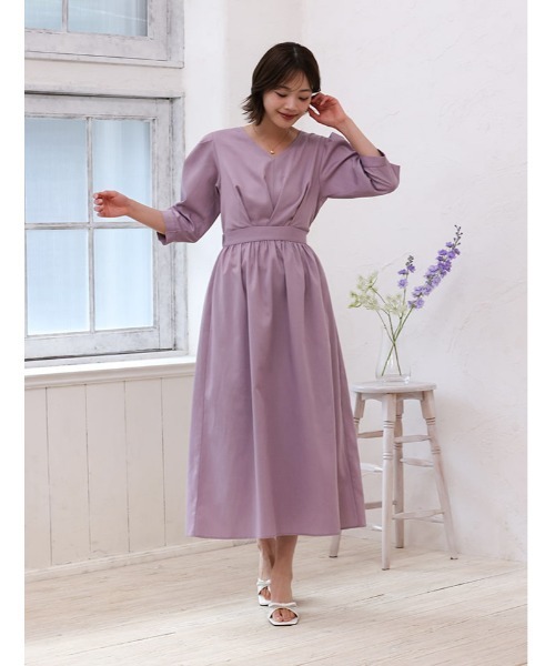 fifth（フィフス）の「【cho____07セレクト】 Vネックウエスト切替ワンピース（ワンピース・レディース・パープル/ネイビー/グレー・XS/M）」の7枚目の写真
