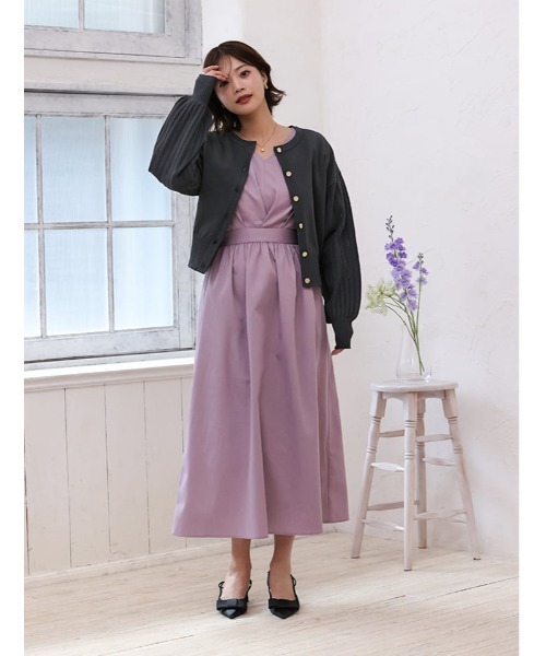 fifth（フィフス）の「【cho____07セレクト】 Vネックウエスト切替ワンピース（ワンピース・レディース・パープル/ネイビー/グレー・XS/M）」の9枚目の写真