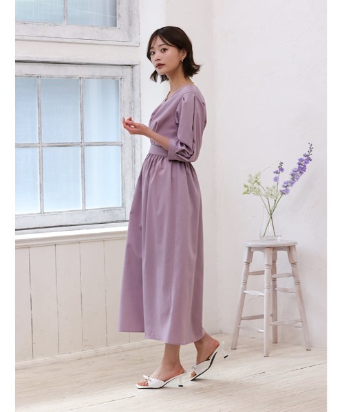 fifth（フィフス）の「【cho____07セレクト】 Vネックウエスト切替ワンピース（ワンピース・レディース・パープル/ネイビー/グレー・XS/M）」の10枚目の写真
