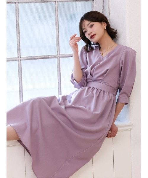 fifth（フィフス）の「【cho____07セレクト】 Vネックウエスト切替ワンピース（ワンピース・レディース・パープル/ネイビー/グレー・XS/M）」の12枚目の写真