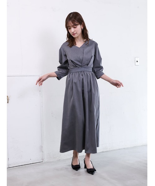 fifth（フィフス）の「【cho____07セレクト】 Vネックウエスト切替ワンピース（ワンピース・レディース・パープル/ネイビー/グレー・XS/M）」の15枚目の写真