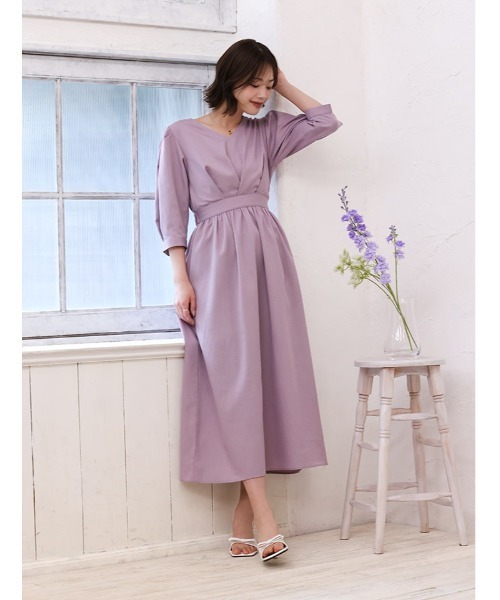 fifth（フィフス）の「【cho____07セレクト】 Vネックウエスト切替ワンピース（ワンピース・レディース・パープル/ネイビー/グレー・XS/M）」の6枚目の写真