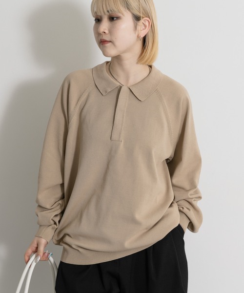 THE GOODLAND MARKET(ザグッドランドマーケット)の「TONY RAGLAN POLO KNIT(ニット/セーター・メンズ・ブルー/ベージュ・X-LARGE/LARGE)」の2枚目の写真