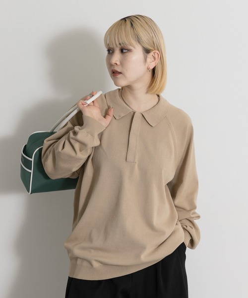 THE GOODLAND MARKET(ザグッドランドマーケット)の「TONY RAGLAN POLO KNIT(ニット/セーター・メンズ・ブルー/ベージュ・X-LARGE/LARGE)」の7枚目の写真