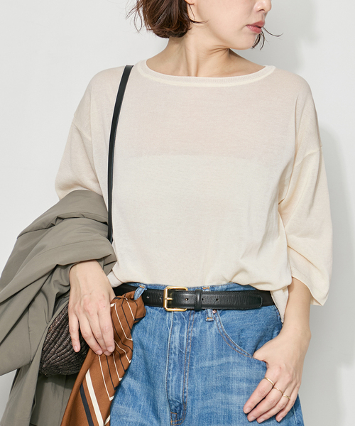 journal standard L'essage（ジャーナルスタンダードレサージュ）の「シャーリーカーンショートスリーブプルオーバー（ニット/セーター・レディース・イエロー/ホワイト/ブラック・FREE）」の2枚目の写真