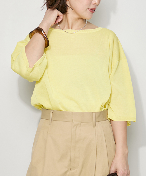 journal standard L'essage（ジャーナルスタンダードレサージュ）の「シャーリーカーンショートスリーブプルオーバー（ニット/セーター・レディース・イエロー/ホワイト/ブラック・FREE）」の3枚目の写真