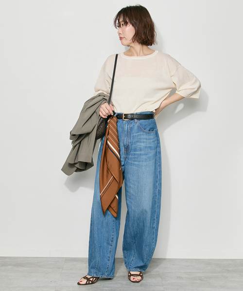 journal standard L'essage（ジャーナルスタンダードレサージュ）の「シャーリーカーンショートスリーブプルオーバー（ニット/セーター・レディース・イエロー/ホワイト/ブラック・FREE）」の5枚目の写真